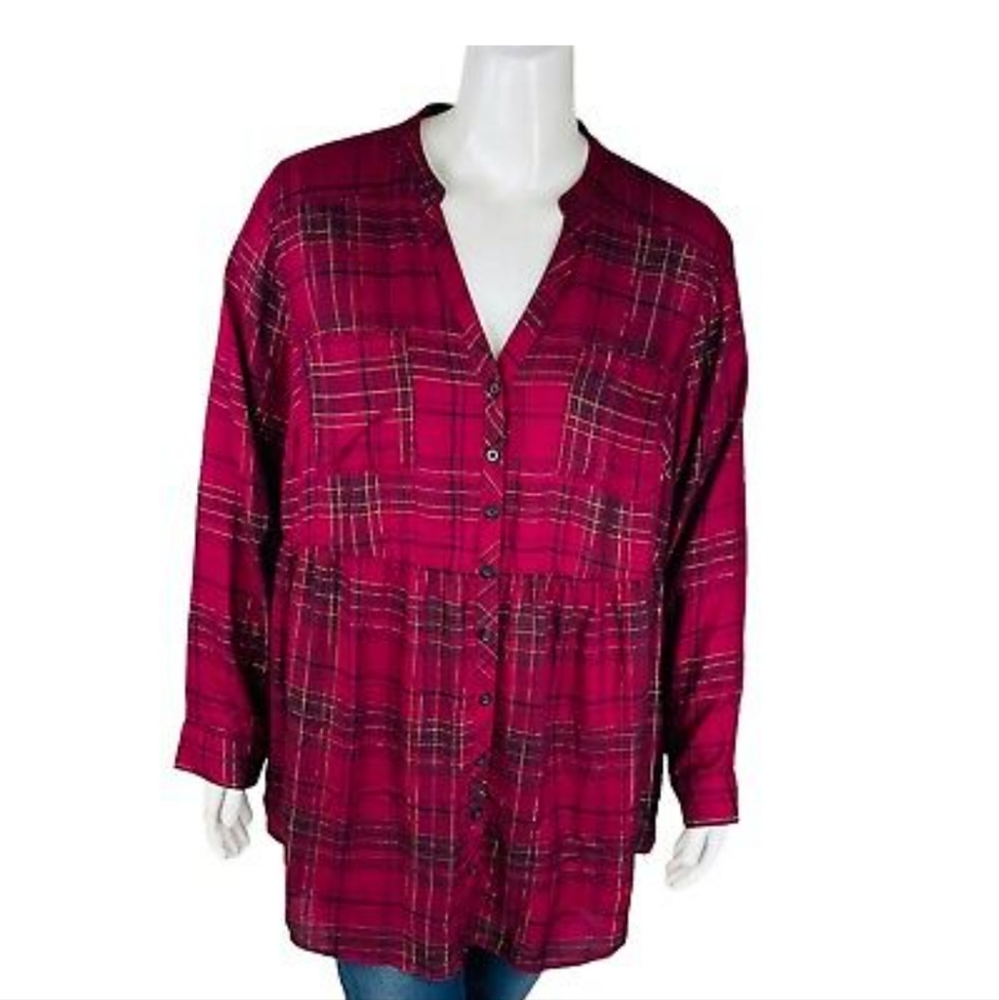 Torrid maroon plaid top